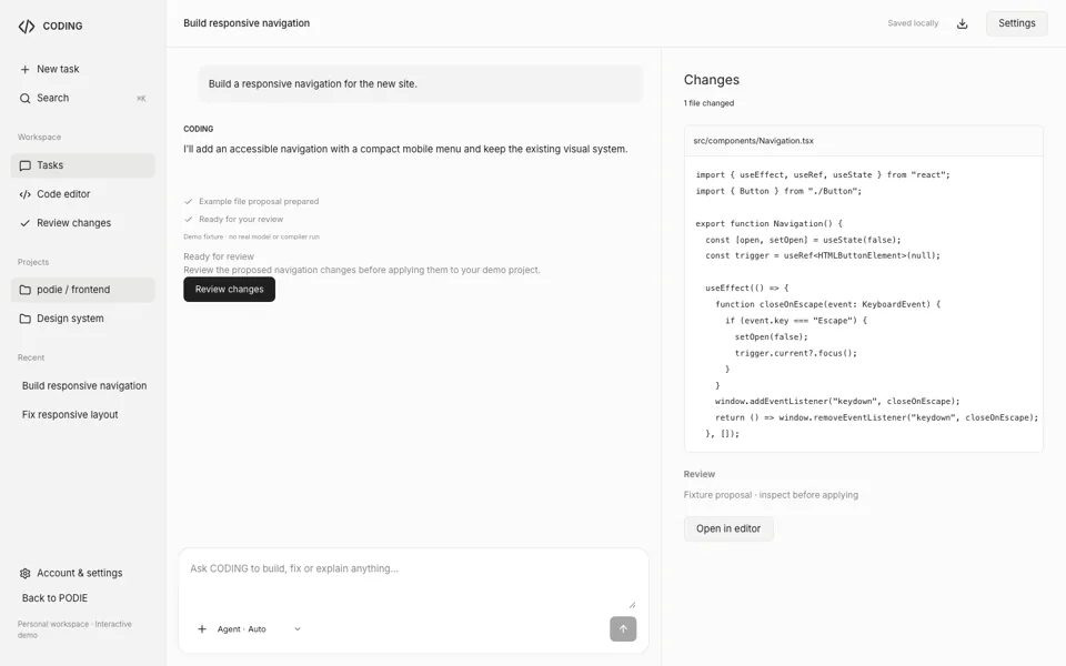 CODING interactive workspace